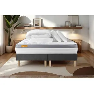 Comparateur de prix : SEPTNUITS Ensemble sommier matelas 180x200 Memo zen Mémoire de forme - 26 cm - Ferme - double sommiers gris + 2 oreillers + couette