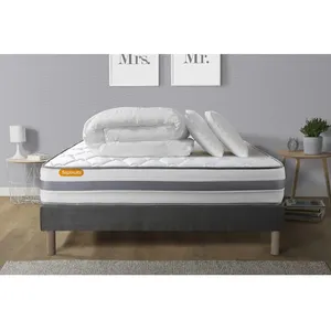 Septnuits Pack Matelas + Sommier Gris 140x200 Memo Spring Ressorts Ens... pas cher