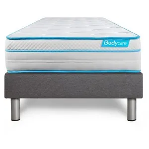 Ensemble sommier matelas 90x200 Bodyzone+ Ressorts ensachés et mémoire de forme - 26 cm - Ferme - sommier gris pas cher
