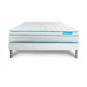 Ensemble sommier matelas 140x190 Bodyzone+ Ressorts ensachés et mémoire de forme - 26 cm - Ferme - sommier blancVendu paramazon