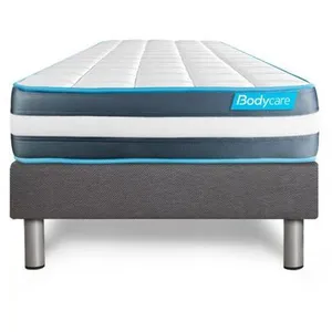 Ensemble sommier matelas 90x200 Bodyform Mémoire de forme - 20 cm - ferme - sommier gris - BODY CARE pas cher