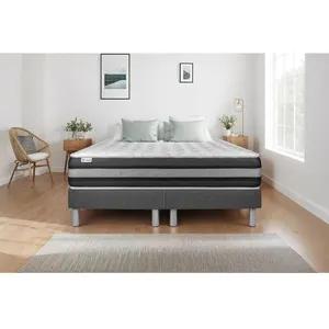 VITALIT Ensemble sommier matelas 180x200 VITALSPRING ZEN Ressorts ensachés et Mémoire de forme - 26 cm - Ferme - double sommiers gris pas cher