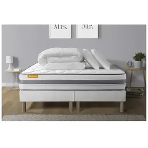 Comparateur de prix : SEPTNUITS Ensemble sommier matelas 180x200 Memo spring Ressorts ensachés et mémoire de forme - 22 cm - Ferme - double sommiers blanc + 2 oreil