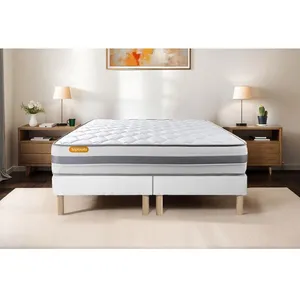 Comparateur de prix : SEPTNUITS Ensemble sommier matelas 160x200 Memo spring Ressorts ensachés et mémoire de forme - 22 cm - Ferme - double sommiers blanc