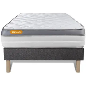 Ensemble sommier matelas 90x200 Memo zen Mémoire de forme - 26 cm - Ferme - sommier gris - Septnuits pas cher
