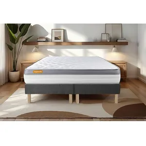SEPTNUITS Ensemble sommier matelas 180x200 Memo zen Mémoire de forme - 26 cm - Ferme - double sommiers gris pas cher