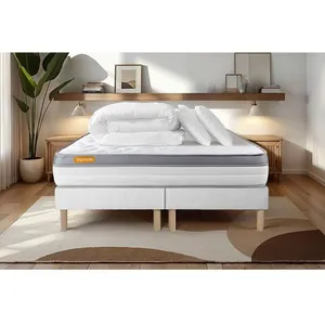 SEPTNUITS Ensemble sommier matelas 180x200 Memo zen Mémoire de forme - Ferme - Blanc pas cher