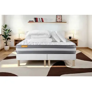 Comparateur de prix : SEPTNUITS Ensemble sommier matelas 160x200 Memo Plus Mémoire de forme - Ferme - Blanc
