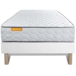 Ensemble sommier matelas 90x200 Memo Mémoire de forme - Septnuits - Très ferme - Plate-Bande 3D micro aérée pas cher