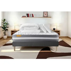 Septnuits Pack Matelas + Sommier Gris 140x190 Memo Plus Memoire De For... pas cher