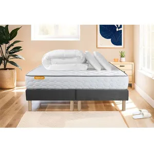 Pack prêt à dormir Memo - Septnuits - 180x200 - Très ferme - Gris - 2 sommiers indépendants pas cher