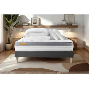 Septnuits Pack Matelas + Sommier Gris 140x200 Memo Zen Mousse A Memoir... pas cher