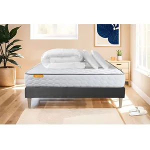 Septnuits Pack matelas Memo + sommier 160x200 + 2 oreillers mémoire de forme pas cher