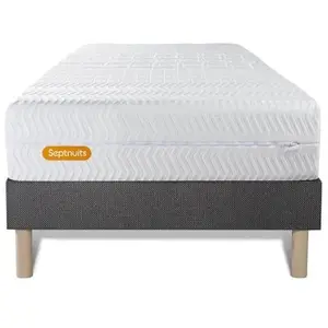 SEPTNUITS Ensemble sommier matelas 90x190 Memo bio Mémoire de forme - 26 cm - Equilibré - sommier gris pas cher