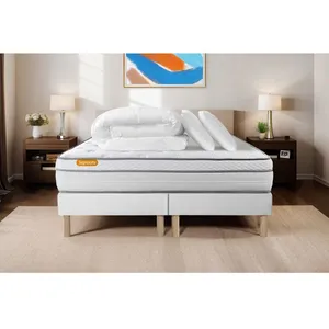 SEPTNUITS Ensemble sommier matelas 160x200 Memo luxe Ressorts ensachés et mémoir... pas cher