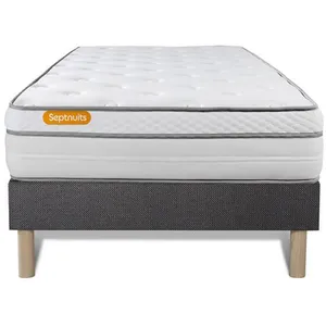 SEPTNUITS Ensemble sommier matelas 90x190 Memo luxe Ressorts ensachés et mémoire de forme - 26 cm - Equilibré - sommier gris pas cher