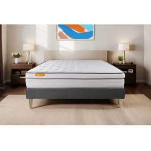 SEPTNUITS Ensemble sommier matelas 140x200 Memo luxe Ressorts ensachés et mémoire de forme - 26 cm - Equilibré - sommier gris pas cher