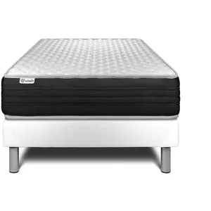 VITALIT Ensemble sommier matelas 90x190 VITALMEMO ONE Mémoire de forme - Ferme - Blanc pas cher