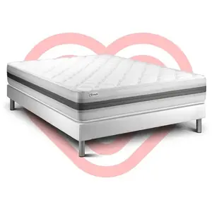 VITALIT Ensemble sommier matelas 140x190 VITALMEMO BACK Mémoire de forme - 25 cm - Equilibré - sommier blanc pas cher