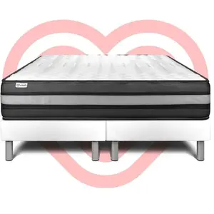 VITALIT Ensemble sommier matelas 160x200 VITALPOWER ZEN Mémoire de forme ProfiZone - 23 cm - Ferme - double sommiers blanc pas cher