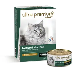 Boîtes de Mousse pour Chat Stérilisé Sans Céréales   Natural mousse poulet pas cher