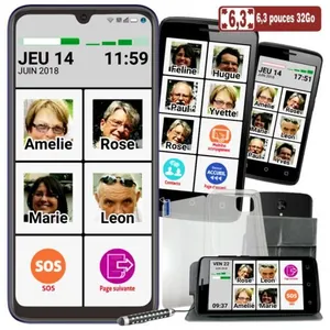 Le SMART PHOTO CONTACT 6,3 pouces : Smartphone senior grande taille dé... pas cher