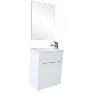ONDEE - Lave-mains NINO - avec miroir - 44cm - Blanc - Laqué - Livré en kit pas cher