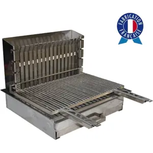 Barbecue Tonio au Charbon de Bois Encastrable Tout Inox avec Grille