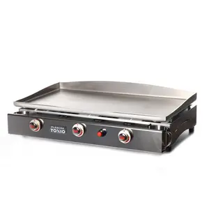 Plancha à gaz lagoa 3 feux - Plaque et caisson inox - LG23F pas cher