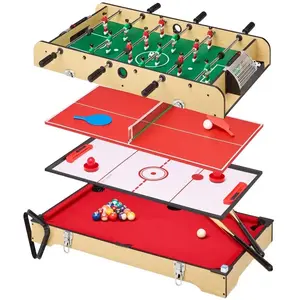 KANGUI Table multi jeux 4 en 1 verrouillable - Babyfoot barres télescopiques - Billard - Ping Pong - Hockey pas cher
