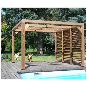 Comparateur de prix : HABRITA Pergola Thermauvent En Bois Avec Vantelles Mobiles Sur Mur