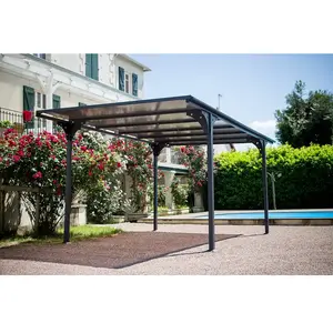 HABRITA Carport en aluminium - Gris anthracite - Toit plat 14,70m²Vendu parcdiscount