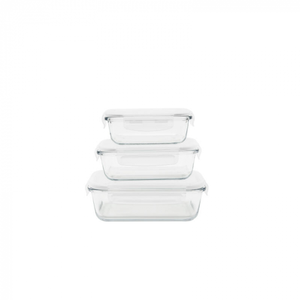 PEBBLY SET DE 3 PLATS/ BOITES EN VERRE pas cher