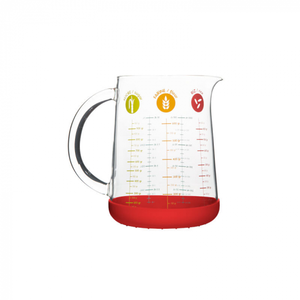 Pebbly - Verre doseur avec base en silicone rouge 1L - Pebbly pas cher