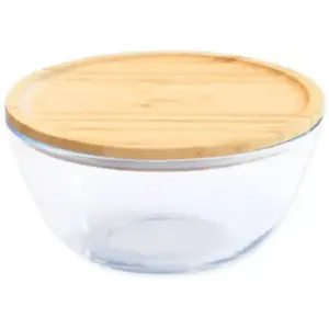 Boîte alimentaire PEBBLY en verre avec couvercle bambou 770 ml pas cher