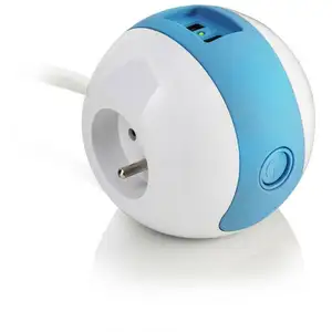 Watt&Co Multiprise Watt & Co Wattball Design 3 prises + 2 ports USB BleuVendu parcdiscount