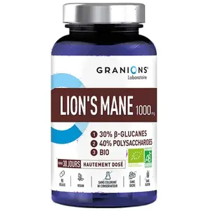 Granions Lion'S Mane 1000mg Champignons Adaptogene Bio Vegan 90 Gelules pas cher
