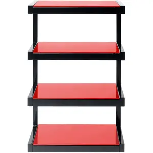 Meuble Hifi NorStone Esse - 4 tablettes - Noir Laqué et Verre trempé R... pas cher