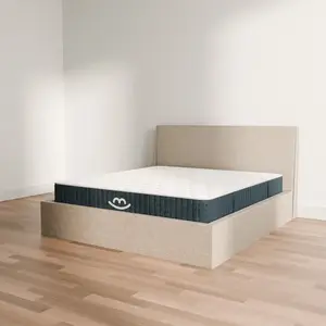Pack matelas hybride 160x200cm accueil à mémoire de forme premium & lit coffre design - beigeVendu parcdiscount