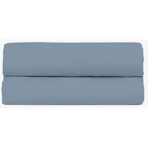 Drap Housse 140x200cm - Bleu Gris - 100% Percale De Coton - MorpheaVendu parcdiscount