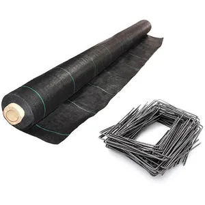 MAILLE STORE Kit : Toile de paillage noir + agrafes 130g/m² 1,65m x 100m Noir pas cher