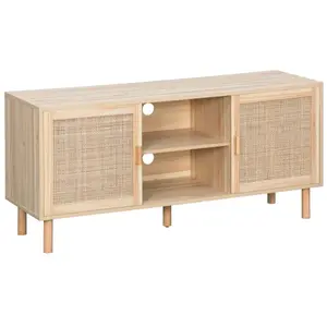 Meuble TV - SWEEEK - Camargue - 2 portes - Effet bois - Cannage pas cher