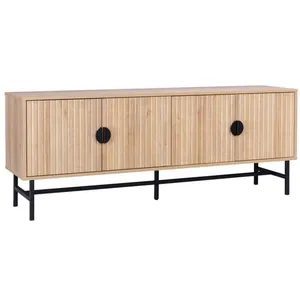 SWEEEK Meuble TV. Bazalt. effet chêne. quatre portes. deux étagères. L 160 x l 39 x H 60cm pas cher
