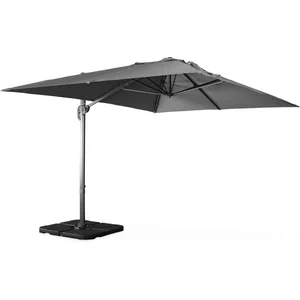 Comparateur de prix : SWEEEK Parasol déporté rectangulaire gris 3x4m + dalles à lester 50x50cm