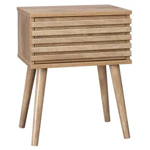 Table de chevet - SWEEEK - Style scandinave - Tiroir rainuré - Pieds compas pas cher