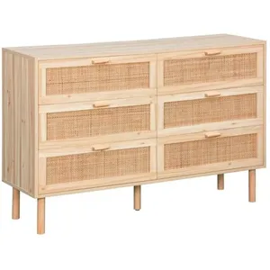 SWEEEK Commode cannage et effet bois 6 tiroirs CamargueVendu parcdiscount