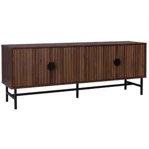 SWEEEK Table de chevet effet bois foncé décor bois rainuré. un tiroir. L 48 x l 39 x H 50cm pas cher
