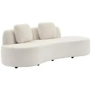 SWEEEK Canapé virgule 3 places en tissu bouclette forme organique - WAVE L 232 x P 97 x H 68cm pas cher