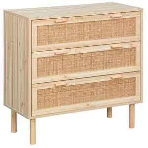 Commode - SWEEEK - CAMARGUE - Cannage et effet bois - 3 tiroirsVendu parcdiscount