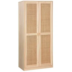 Armoire dressing cannage et effet bois - SWEEEK - 2 portes - Naturel -... pas cher